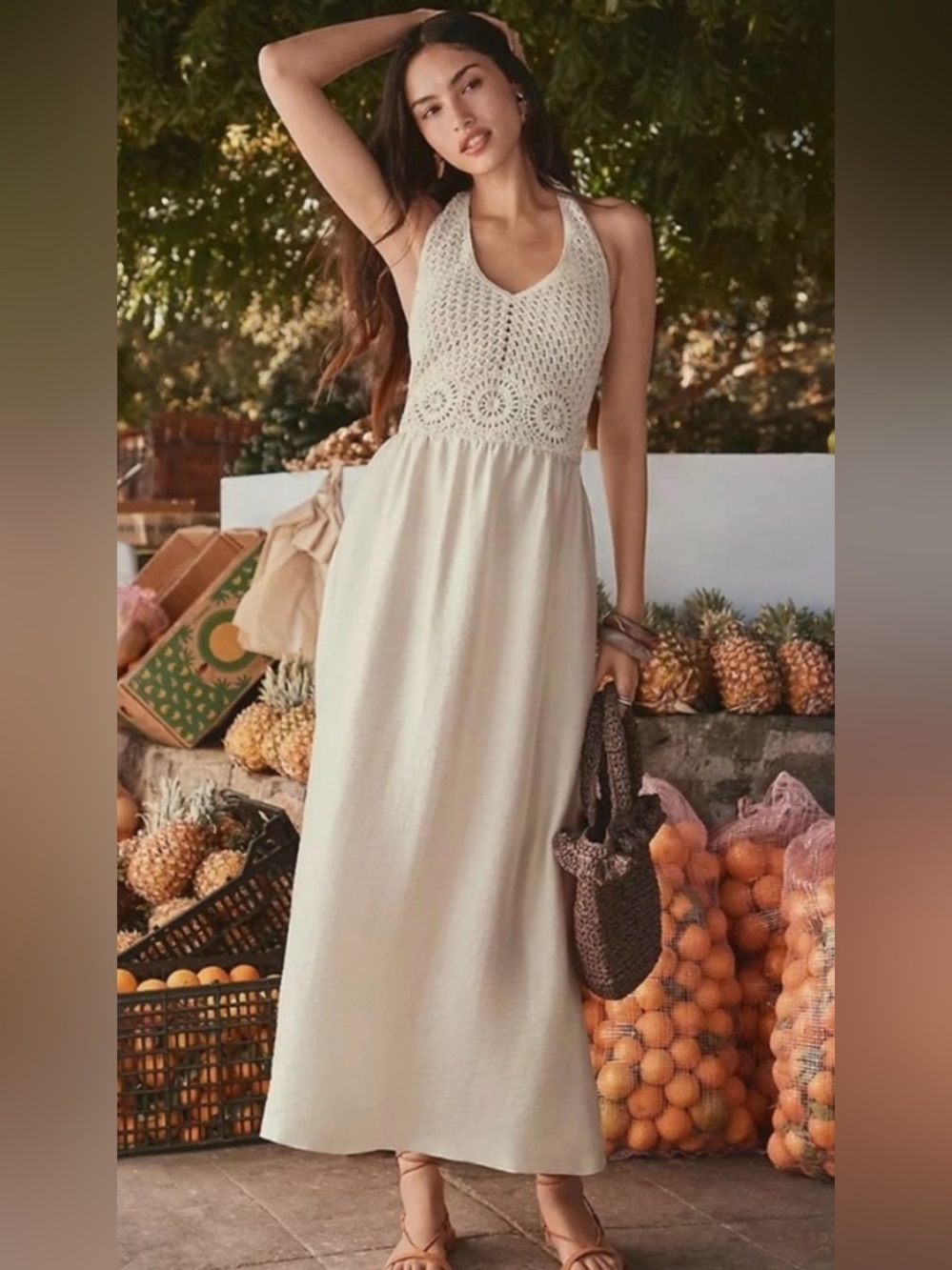 NWT Loft Crochet Halter Maxi Dress